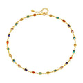 Fashion Ethnic Style Colorful Glass Diamond Necklace Plated 18K Gold Chain Boho Necklace for Women