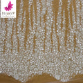 Elegant Pure White 3d Flower Embroidery Lace With Beads and Sequins for Women Party Dress Fabrics HY1795-1