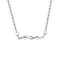 Simple 925 Sterling Silver Pave CZ Diamond Wave Shape Line Pendant Necklace for Women Girls