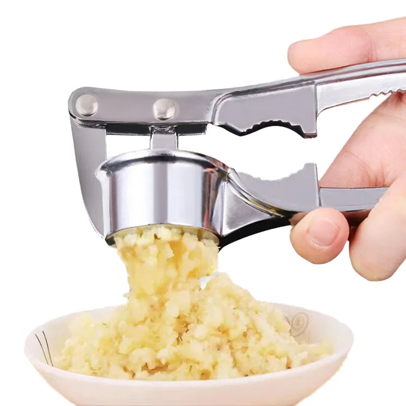 Extra Large Household Stainless Steel Garlic Press Four-in-One Kitchen Utensil Manual Masher Pounder for Your Cooking Needs