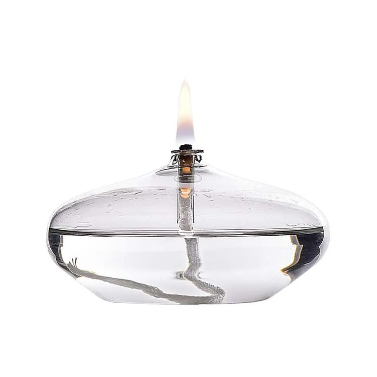 Clear Borosilicate Glass Home Light Decoration Table Top Oil Lamp with Wick