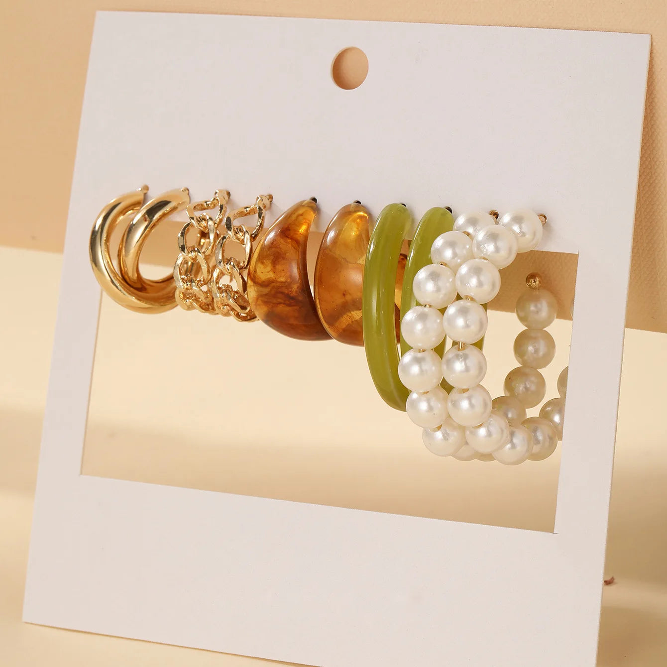 Vintage Boho Geometric Gold Metal Hoop Earrings Set Pearl Acrylic Butterfly Dangle Drop Earring Jewelry for Women 2022