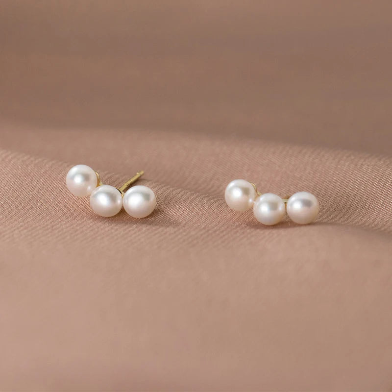 925 Sterling Silver 3 Pieces Freshwater Pearl Stud Earrings for Women Gifts Jewelry