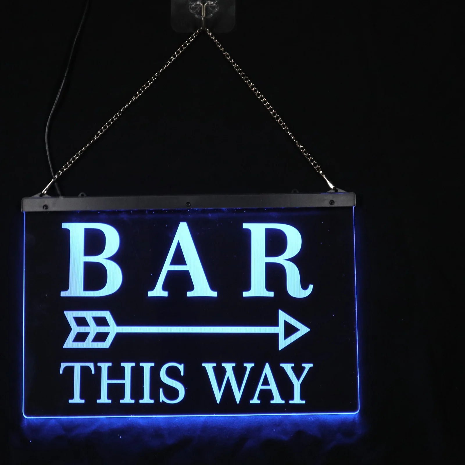 Bar This Way 3D Laser Engraved Acrylic Custom Logo Neon Light Led Base Edge Lit Sign With Remote