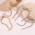 Wholesale Fashion Jewelry 18K Gold Plated Stainless Steel Blade Chain Snake Chain BowKnot Earrings Big Bow Earrings for Women