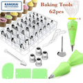 62pcs Kitchen Flower Cupcake Decorating Piping Nozzles Cake Piping Tips Eco-Friendly Food Contact Safe Stainless Steel Baking
