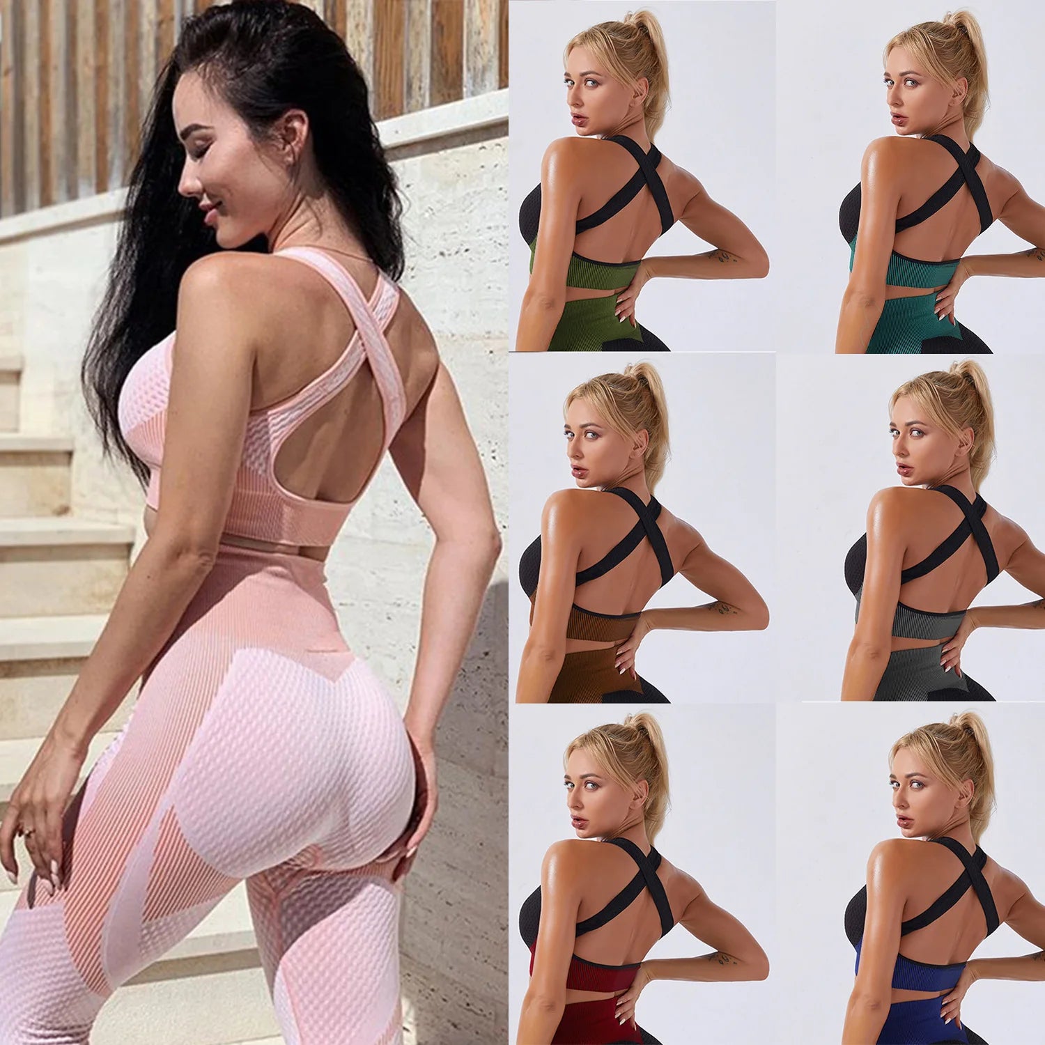 Wholesale Hot Selling Cheap Price Athletic Wear Set Seamless Yoga Suit Fitness Yoga Sports Bra and Workout Leggings Yoga Set