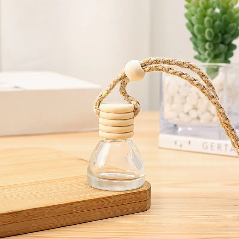 Wholesale  Empty 8ml Wooden Cap Conical Empty Bottle 8ML Perfume Aromatherapy Essential Oil Car Air Freshener