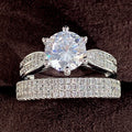 CAOSHI 2PCS Sparkly Wholesale Price Wedding Rings for Woman Silver Color Couple Full Cubic Zircon Engagement Rings Set Men Women