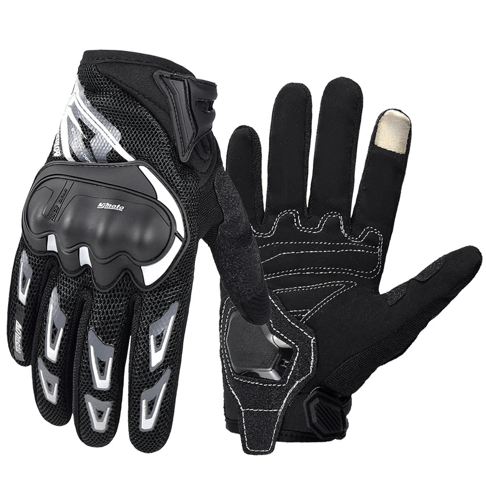 Breathable Summer Motorcycle Cycling Gloves for Men & Women Gray Reflective Anti-Drop Touch Screen Motocross Gloves Protective