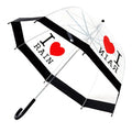 Popular Sale I love Rain Printing Semi Automatic Dome Bubble POE Clear Transparent Umbrella with Black Boarder