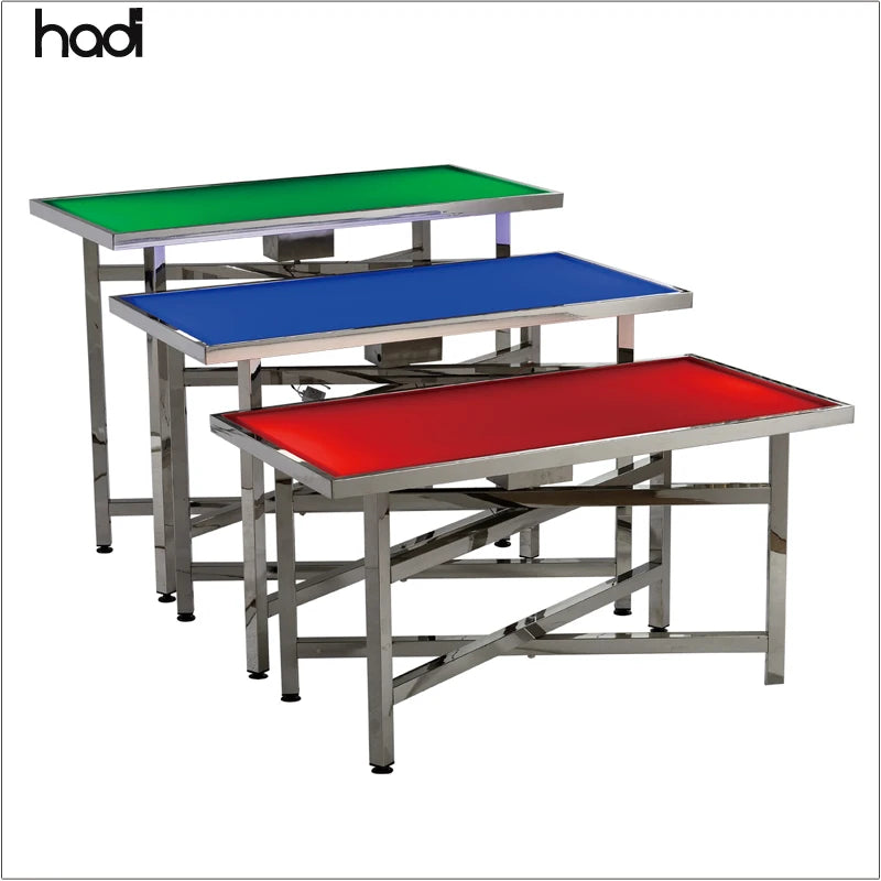 Wholesale Luxury Italian Rectangular Acrylic Buffet Table Set Stainless Steel Foldable LED Features Hotels Commercial Use