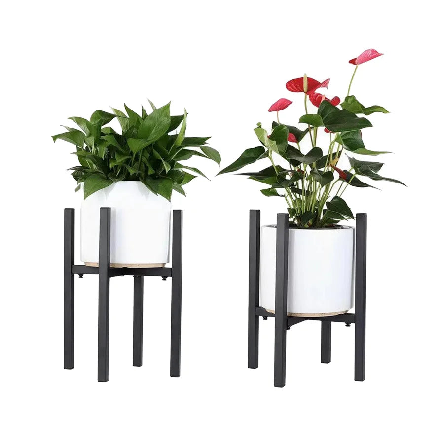Garden Gift Customizable Glazed Ceramic Succulent Plant Pot with Iron Frame Stand Easy Clean Modern Round Decorative Flower Pot