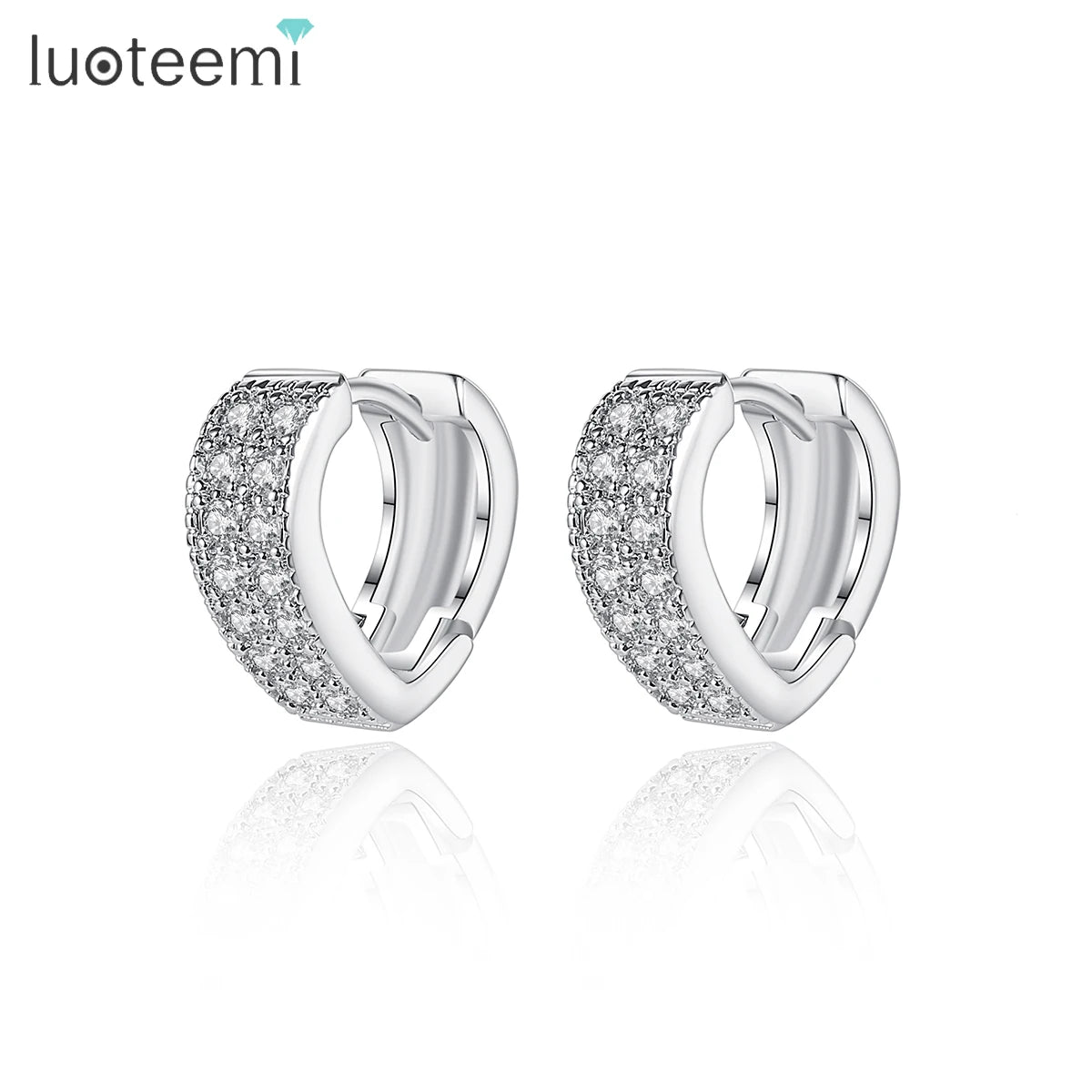 LUOTEEMI Charm New Earing Woman Huggie 2023 Ear Clip Ear Ring Cuff Dainty CZ Lady Huggie Heart Hoop Earring