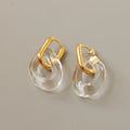 Atmospheric Freshwater Pearl Stud Earrings 18K Gold Plated Glassy Geometric Transparent Acrylic Hoop Earrings for Girls Women