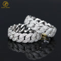 Wholesale 925 Silver Moissanite Jewelry Factory Price In-Stock 2 Row Diamond Cuban Rings Iced Hip Hop Moissanite Ring