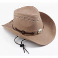 Summer Traveling Wide Brim Beach Sun Hat Vintage Suede Leather Cowboy Hat