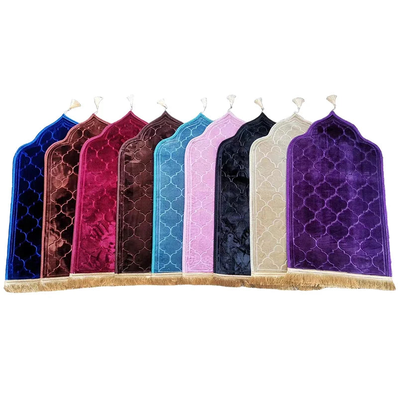 Factory Warm Soft Padded Sejadah Portable Muslim Prayer Rug Flannel Thick Printed Prayer Mat