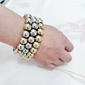 PVD 18K Gold Plated Stainless Steel Waterproof Jewelry Stackable Adjustable Elastic Stretch 10 12 14mm Big Beaded Bracelets Gift