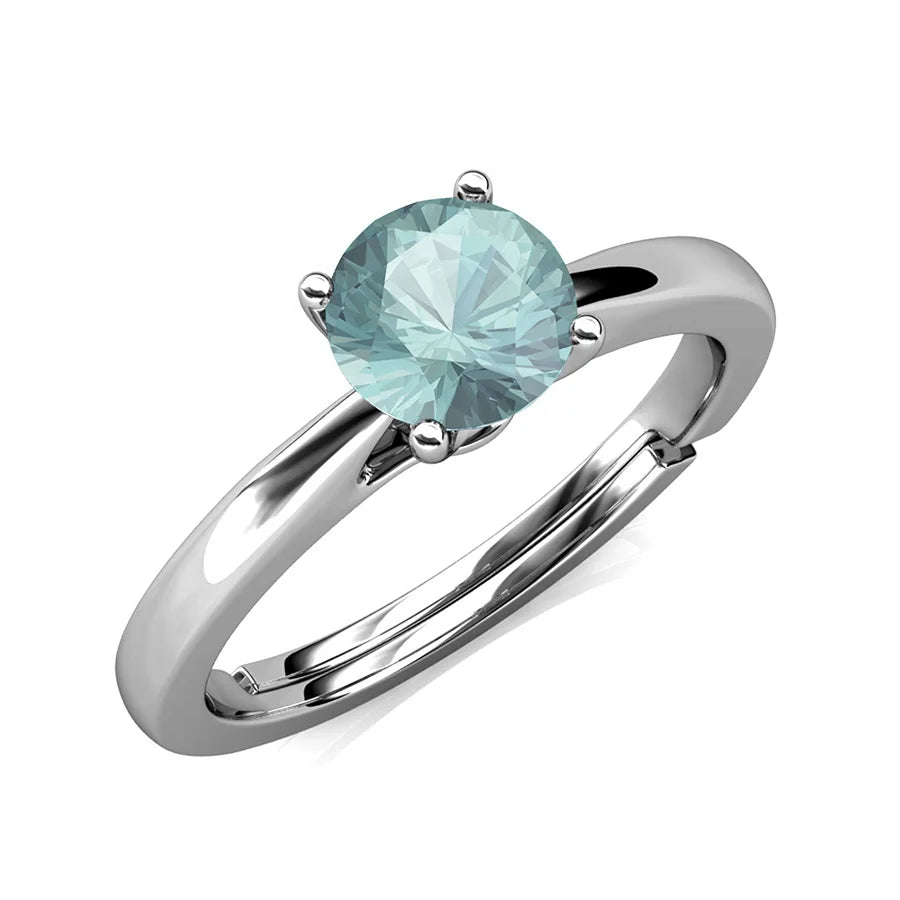 Durable 1 Carat Blue Moissanite Diamond 18k Gold Plated 925 Sterling Silver Solitaire Proposal Ring Destiny Jewellery