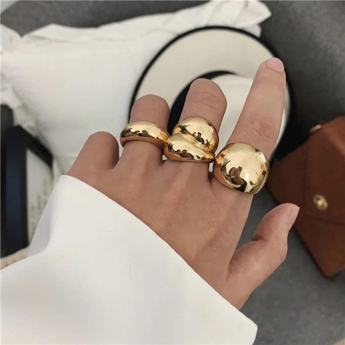 2025 New Gold Color Silver Color Minimalist Glossy Geometric Open Rings