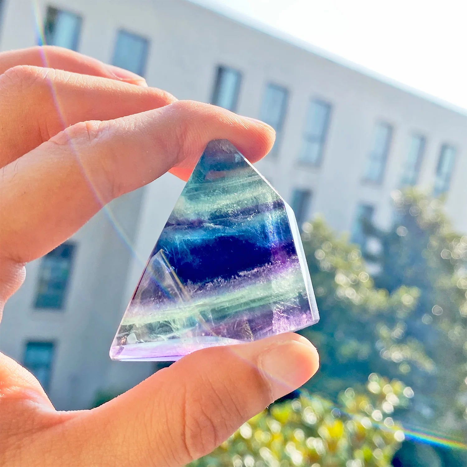 Wholesale Polishing Natural Crystal rainbow Fluorite Crystal Freeform Stone for Home Decoration