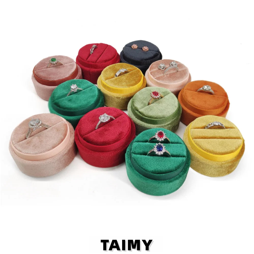 Stylish Round Jewelry Ring Box Custom Logo Engagement Ceremony Gift Box Romantic Proposal Ring Storage Case Wedding Jewelry Box MegaBDM