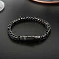 Wholesale High Quality Men's Classic Geometric Hip Hop Thick Rope Gold Plated Stainless Steel Hand Chain Bracelet Black