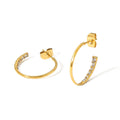 Ins Fashionable 18K PVD Plated Cubic Zircon Mirco Paved Iced Out CC Hoop Earrings for Women Dainty Jewelry