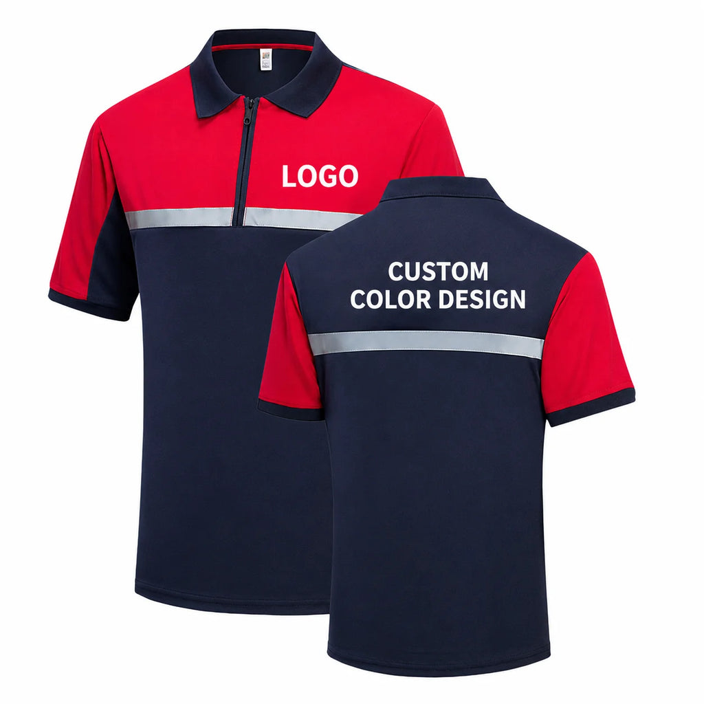 Custom Wholesale Hi Vis Safety Work Short Sleeve POLO Shirt Reflective Strip Construction Engineering Logistics Work Clothes EN