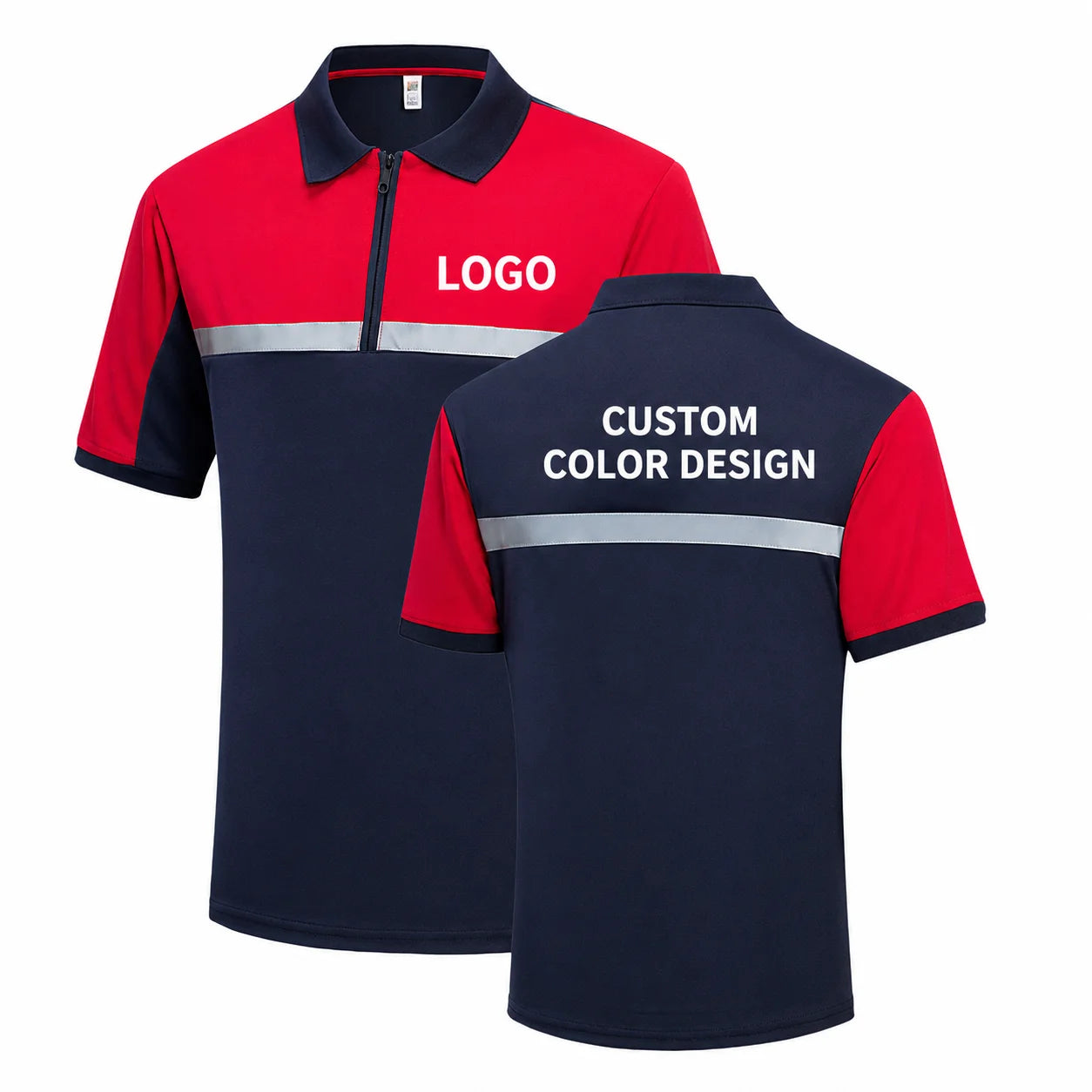 Custom Wholesale Hi Vis Safety Work Short Sleeve POLO Shirt Reflective Strip Construction Engineering Logistics Work Clothes EN