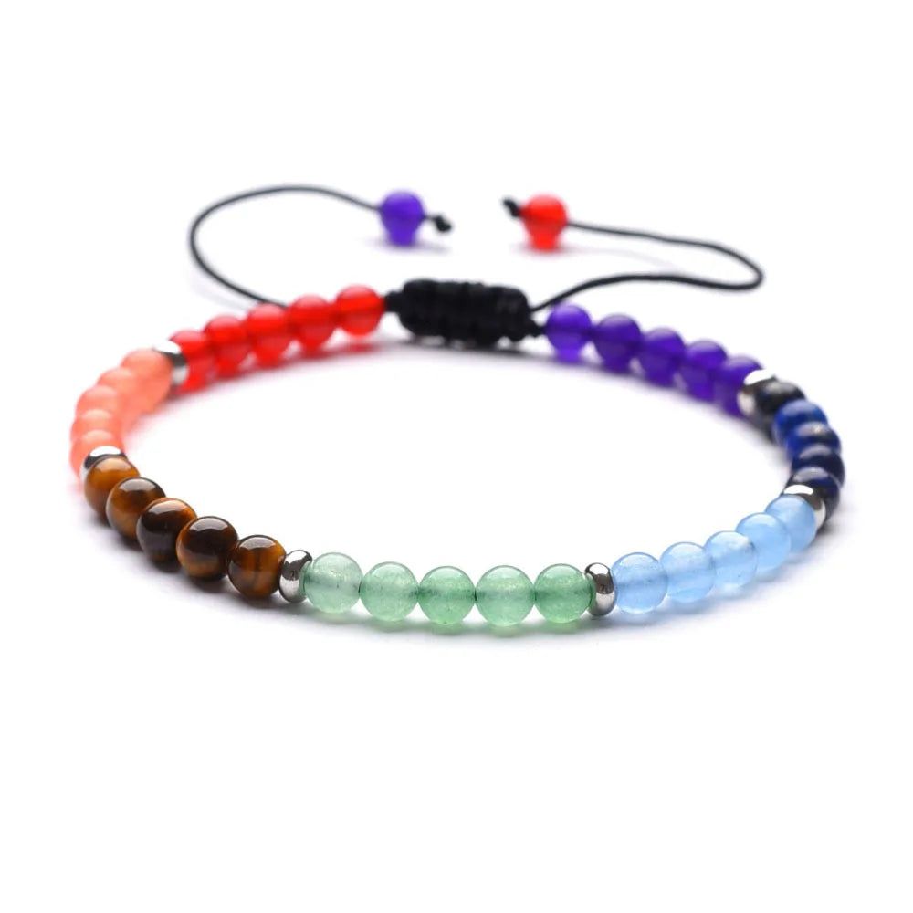 Adjustable 7 Chakra 4mm Beaded Bracelet for Women Handmade Vintage Crystal Jewelry for Weddings Anniversaries & Gifts