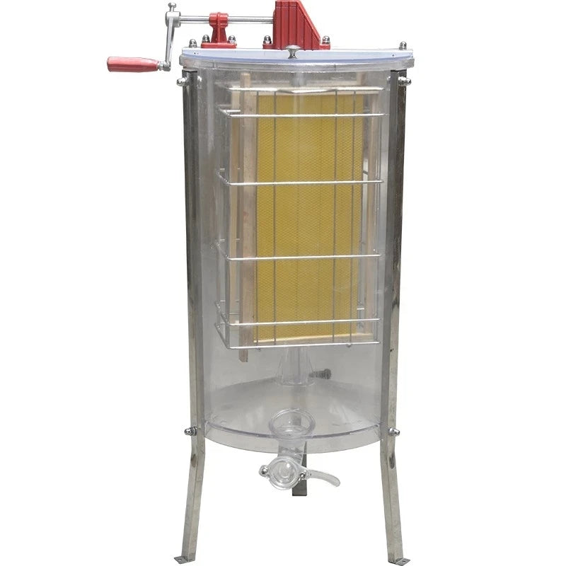 2 Frames Fully Transparent Honey Extractor Acrylic Clear Honey Extractor Stainless Steel Inner Frames Visible Honey Extractor