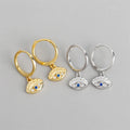 New Trendy Gold Plated Evil Eye 925 Sterling Silver Retro Blue Eyes Huggie Hoop Earrings for Women