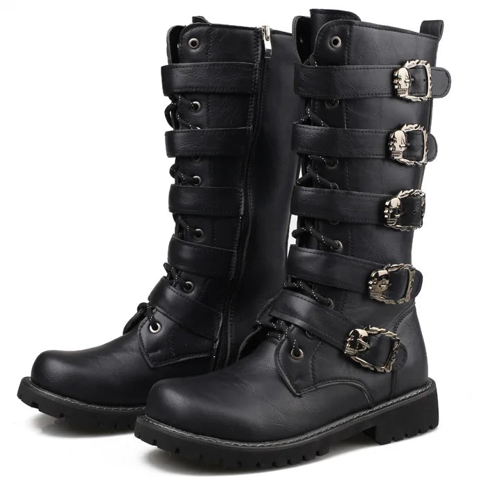 Men's High Top Martin Boots Male Crazy Horse PU Leather Man Fashion Knee High Boots Gentleman Business Climbing Boots Wholesale