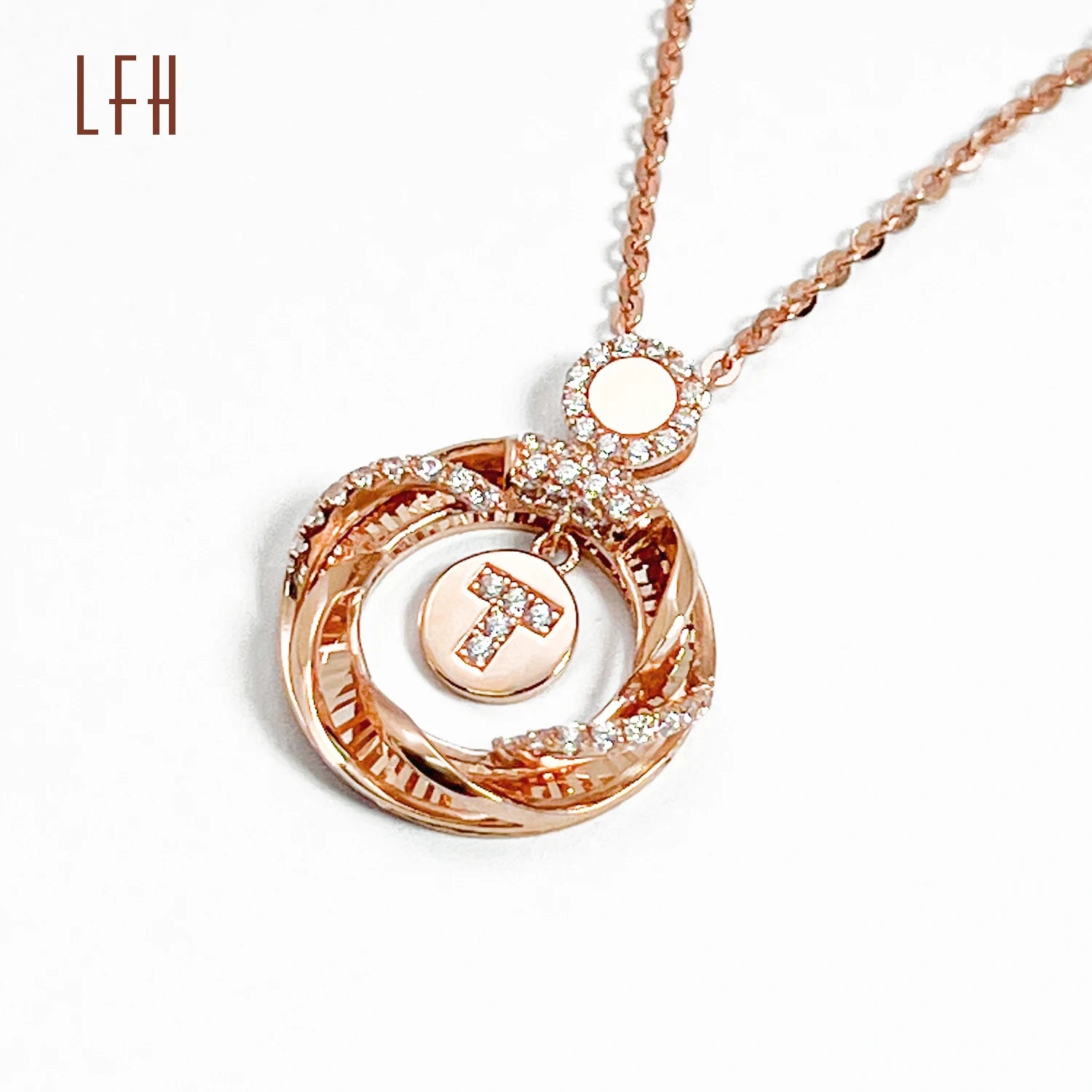 LFH 18k Real Gold Necklace Infinity Custom Geometric Necklace Real Gold Jewelry 18k with Certificate 18k Solid Gold Jewelry