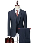 Men's  Navy Blue 3-Pieces Suit Single Breasted Business Shawl 1 Button Fly Pant Bridegroom Office Party Men Wedding Suits  693A