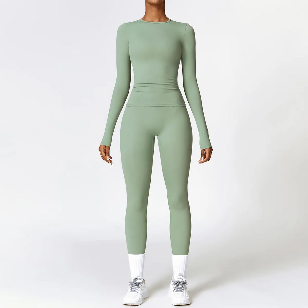 Tight Plush 2 Pcs Yoga Set Quick-Drying Fitness Apparel Winter Outdoor Running Activewear Set for Women