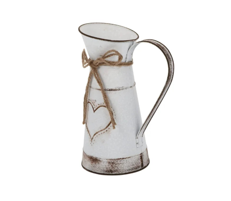 Vintage Metal Flower Pot with Jute Rope | Rustic Iron Planter Vase for Home & Garden Decor