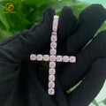 Moissanite Jewelry 925 Sterling Silver Iced Out 5mm Blue White D VVS Moissanite Diamond Cross Pendant Necklaces for Men Women