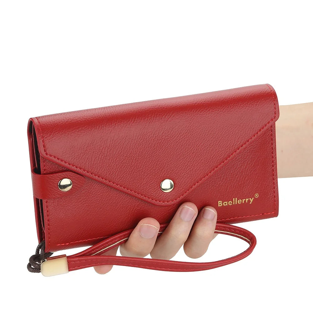 2021 New Design Baellerry Women's Fashion Multi-function Long Lady Convenient and Thin Clutch Wallet With Strap Cell Phone Bag