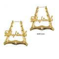 Customized Popular Stainless Steel Bamboo Name Plate bar Personalized Trapezoid Hoop Earrings Women Earring Jewelry