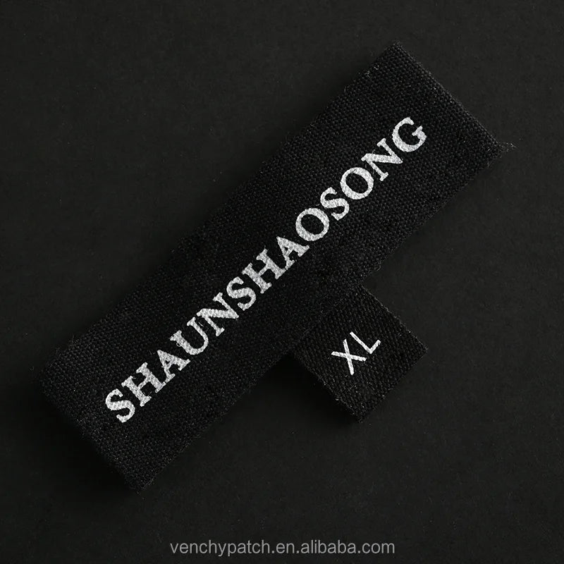OEM & ODM Custom Satin Neck Labels Center Fold Woven Garment Cloth Size Tags with Printed LOGO for Clothing