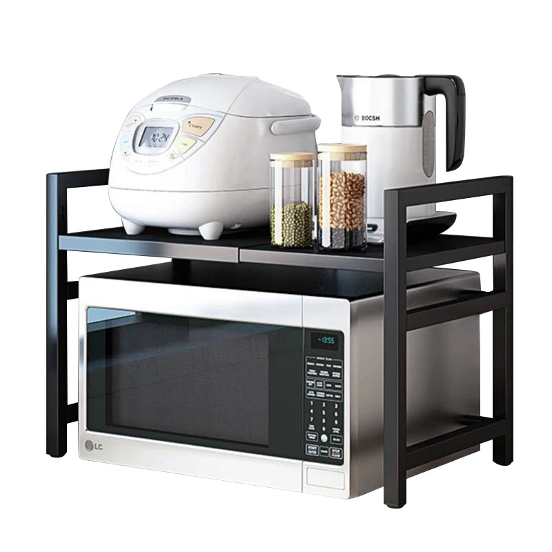 Hot Sale Home Storage Organization 2-tier Carbon Steel Adjustable Microwave Oven Rack Shelf