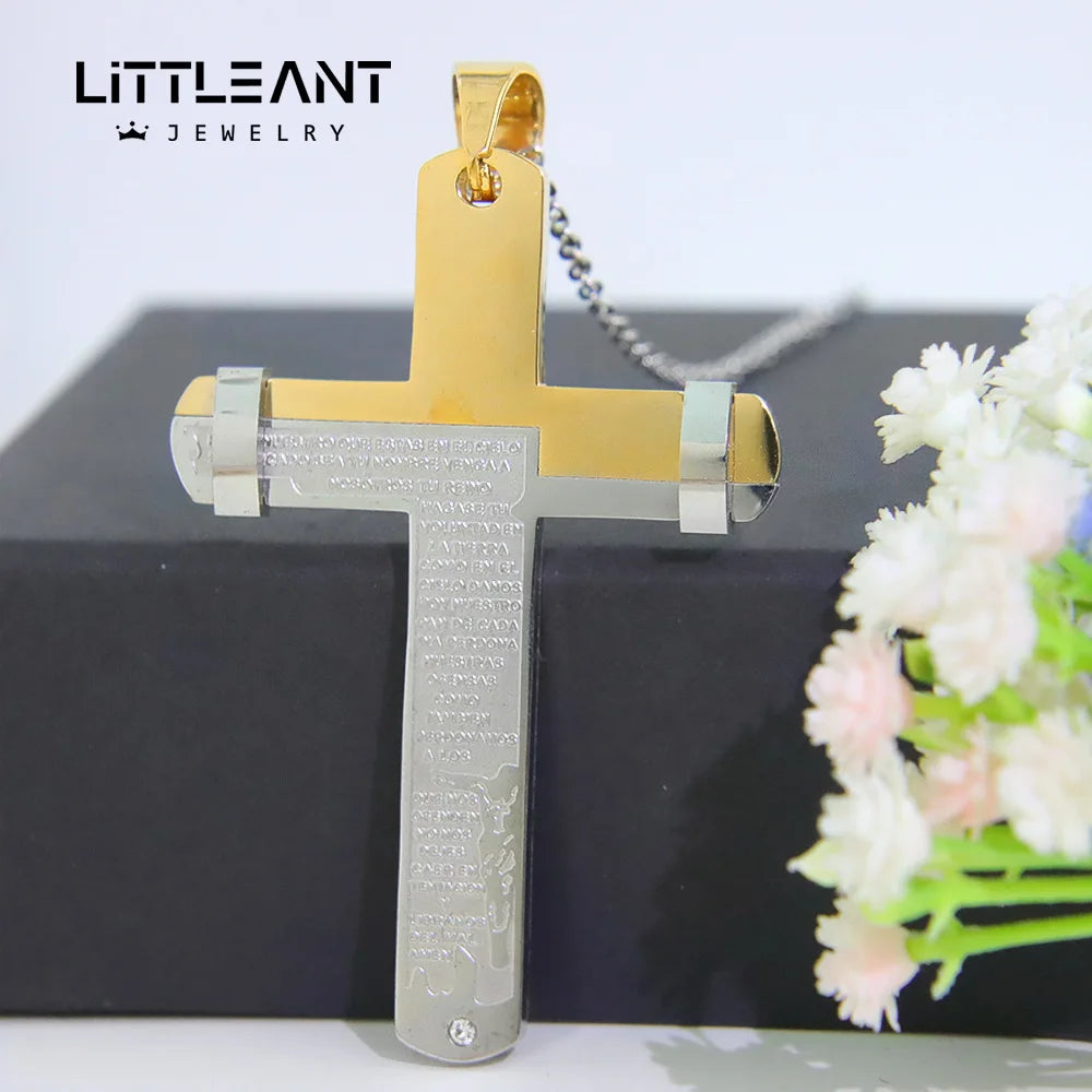 Little Ant Jewelry Men Personality 316 Stainless Steel Necklaces Wholesale Religious Cross Pendant Necklace