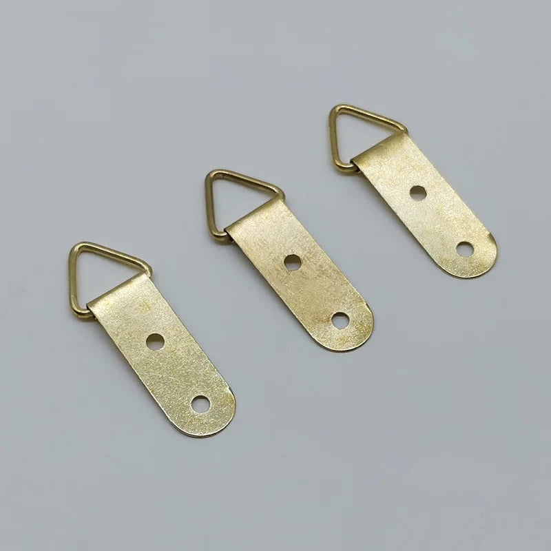 10x40mm Two Hole Metal Iron Gold Brass-plated Triangular Ring Photo Frame Hanger Wall Hook Accessories Box