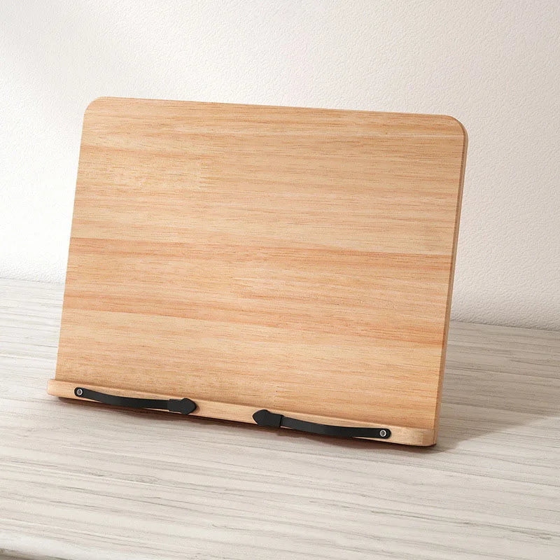 Bamboo Cookbook Stand for Kitchen Foldable Book Stand for Reading With 6 Adjustable Height Book Holder Tray  Music Stand Holder