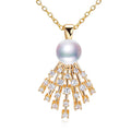 Hot Sale 18K Gold Plated Design Style Zircon Pearl Pendant Natural Freshwater Pearl Necklace Jewelry