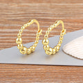 QIKU New Arrival Gold Plated Copper Irregular Bead Hoop Earrings Women Girl Punk Jewelry Fashion Gift Customized Wholesale Price