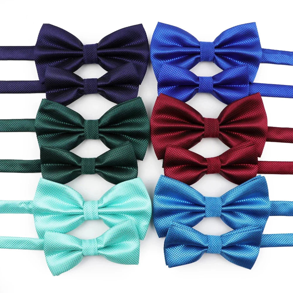 Solid Parent-Child Bowtie Set Men Women Kids Colorful Butterfly Satin Party Dinner Wedding Burgundy Red Bow Tie Accessory Gift
